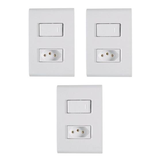 Imagem de Kit 3 Interruptor + Tomada 20A 4x2 Embutir Liz Tramontina