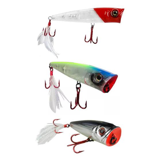 Imagem de Kit 3 Iscas Artificiais Pesca Superfície Marine Sports Vulcan 65 6,5cm 7g