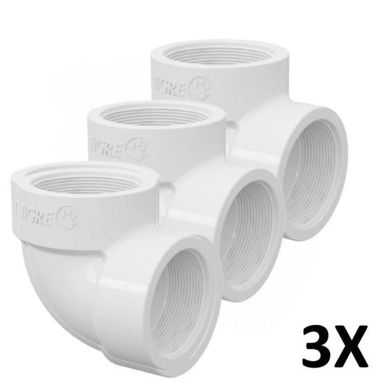 Imagem de Kit 3 Joelho/Cotovelo 90º Pvc Roscável 1 (32Mm) Branco Tigre