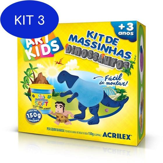 Kit 3 Jogo Massinha De Modelar Dinossauro 150 G - Acrilex - Massinha ...