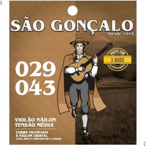 Imagem de Kit 3 Jogos De Corda Violão Nylon Cristal São Gonçalo