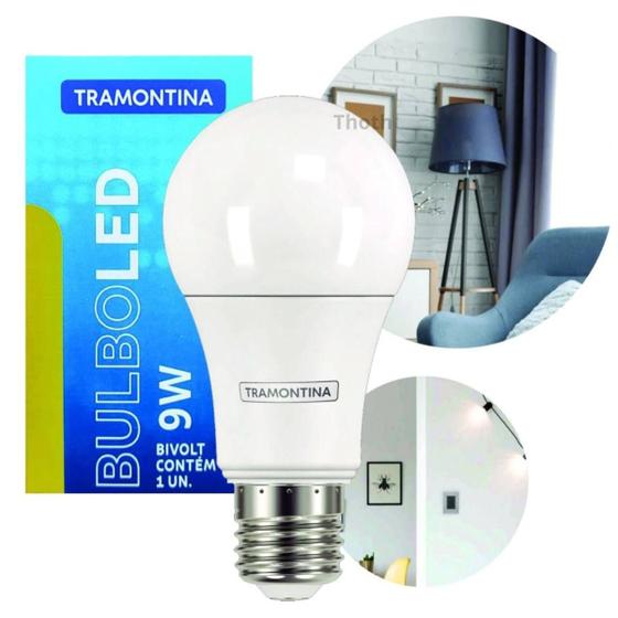 Imagem de Kit 3 Lampada Led Bulbo 9w Branco Fria Neutro 6500k Tramontina 810Im Bivolt Incadecente Compacta