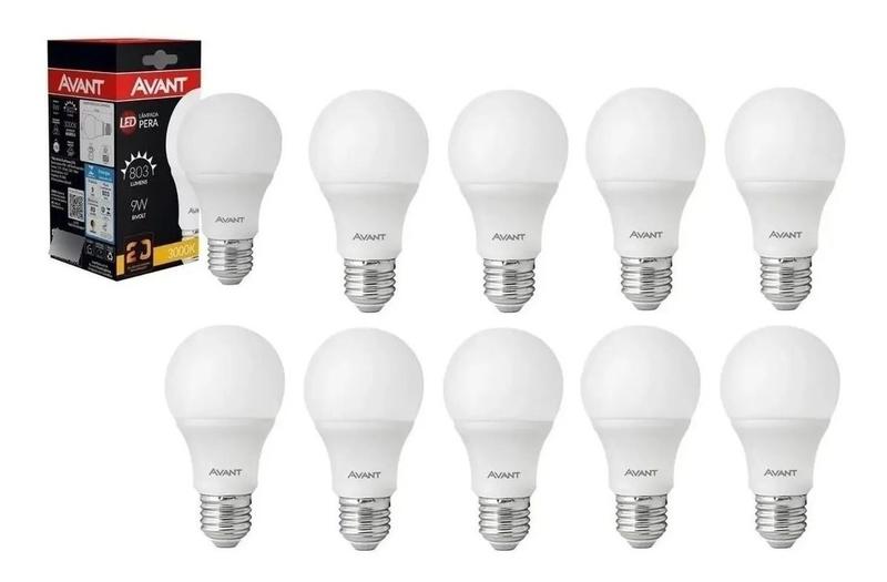 Imagem de Kit 3 Lampada Led Bulbo Pera 9w E27 Branca Quente 3000k