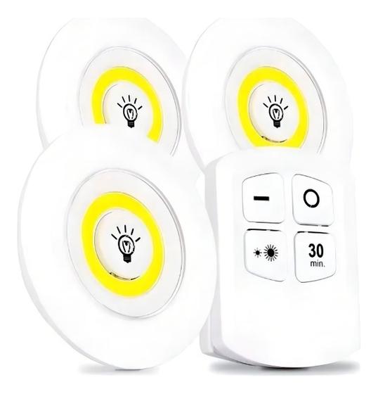 Imagem de Kit 3 Lâmpada Led Spot Sem Fio Controle Remoto luz