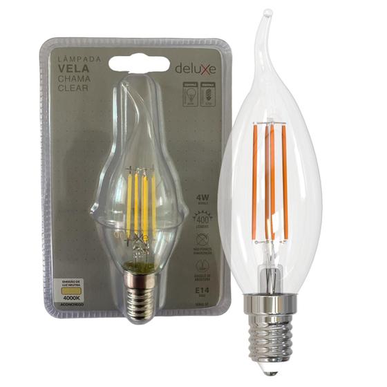 Imagem de Kit 3 Lampada Led Vela Chama Clear 4w Branco Neutro 4000k E14