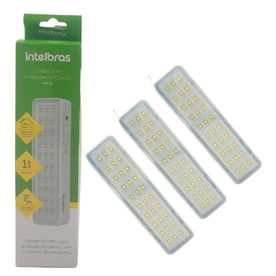 Imagem de Kit 3 Lâmpada Luminária De Emergência Intelbras Led Bivolt