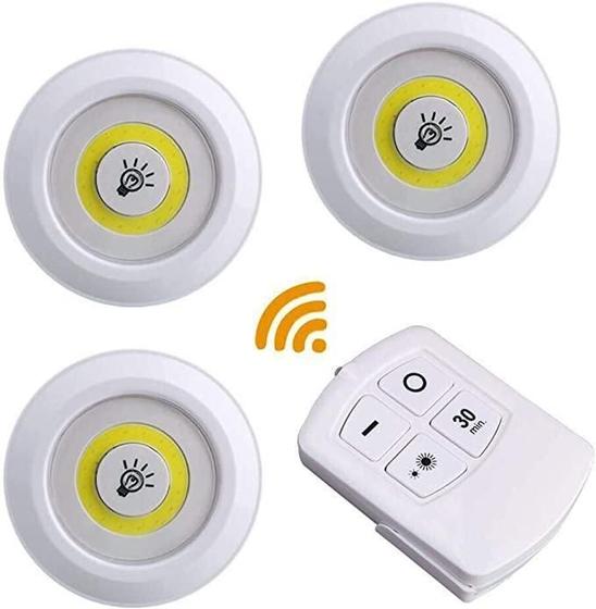 Kit 3 Lampada Luminaria Led Sem Fio Controle Remoto Pilha - Importado Imagem de Kit 3 Lampada Luminaria Led Sem Fio Controle Remoto Pilha