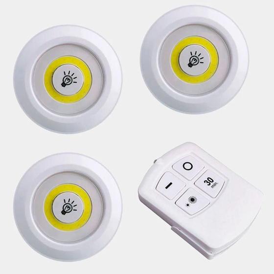 Imagem de Kit 3 Lâmpada Luminária Led Spot Sem Fio Controle Remoto Cor