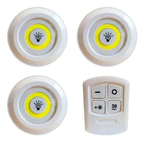 Imagem de Kit 3 Lampada Luminaria Led Spot Sem Fio Controle Remoto