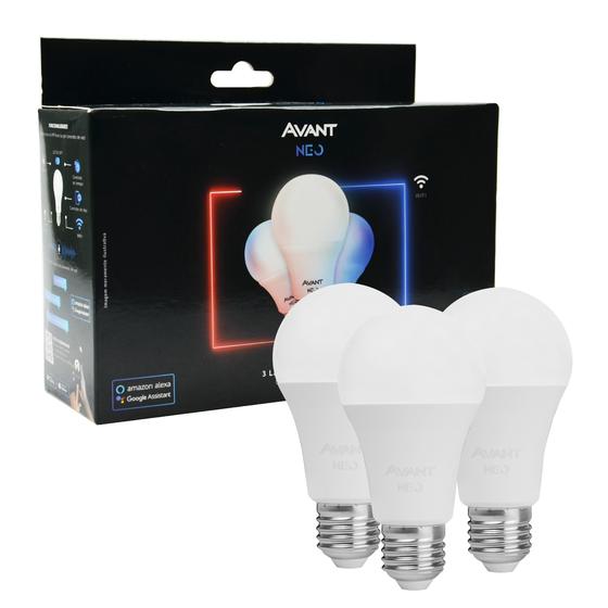 Kit 3 Lampada Pera Led Smart 10W Luz Quente/Fria Wi-Fi Alexa Echo Google Home - NEO AVANT Menor preço em Kit 3 Lampada Pera Led Smart 10W Luz Quente/Fria Wi-Fi Alexa Echo Google Home - NEO AVANT
