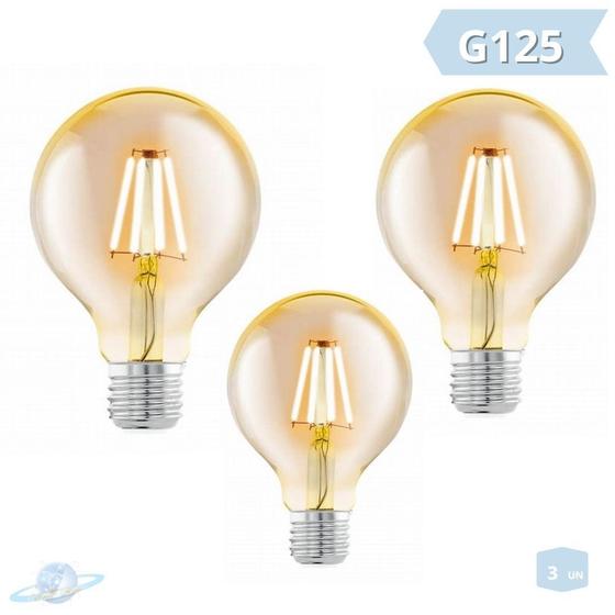 Imagem de Kit 3 Lâmpadas Filamento Led Retro Vintage G125