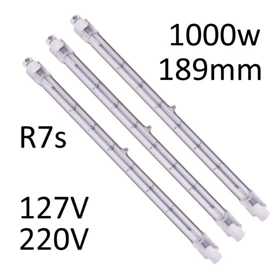 kit 3 Lâmpadas Halógena Palito 1000w 189mm R7s 127V/220V Empalux Imagem de kit 3 Lâmpadas Halógena Palito 1000w 189mm R7s 127V/220V Empalux