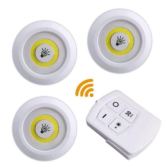 Imagem de Kit 3 Lampadas Led Controle Sem Fio, Ajuste de Brilho e Time
