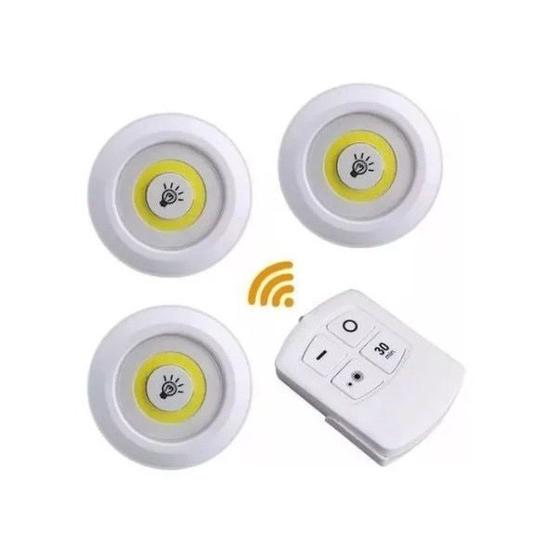 Imagem de Kit 3 lâmpadas luminária led spot sem fio com controle remoto