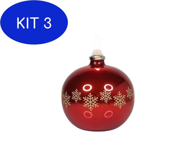Imagem de Kit 3 Lamparina Decorativa Natal Vermel Para Fluido Velas