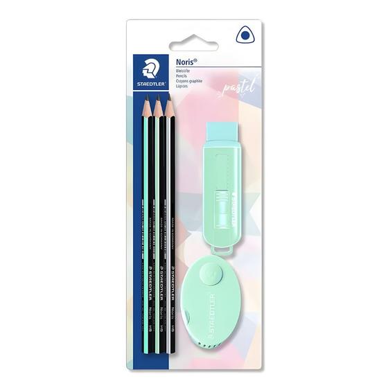 Imagem de Kit 3 Lápis Borracha Apontador Staedtler Noris Pastel