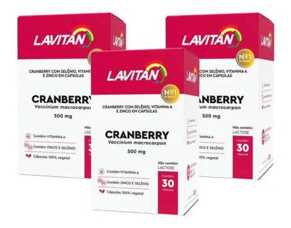 Imagem de Kit 3 Lavitan Cranberry 30 Cap Tratamento Infecção Urinária