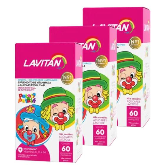 Imagem de Kit 3 Lavitan Vitamina Infantil Mastigavel 60 Unidades Sabores