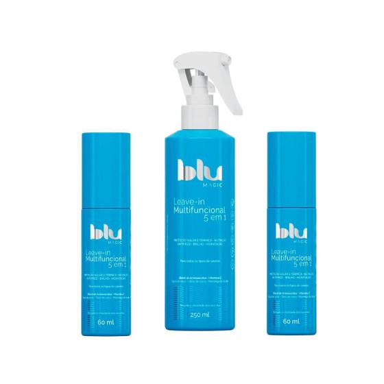 Imagem de Kit 3 Leave-In Multifuncional 5 Em 1 Blu Magic 250Ml E 60Ml