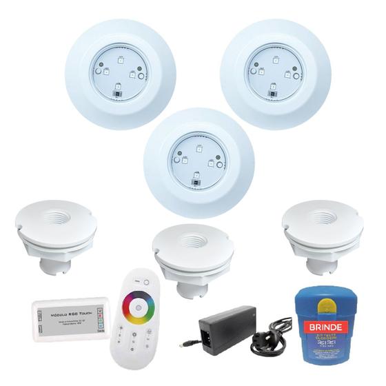 Imagem de Kit 3 Leds 9w Para Iluminação Piscina 36m² + Módulo + Nichos