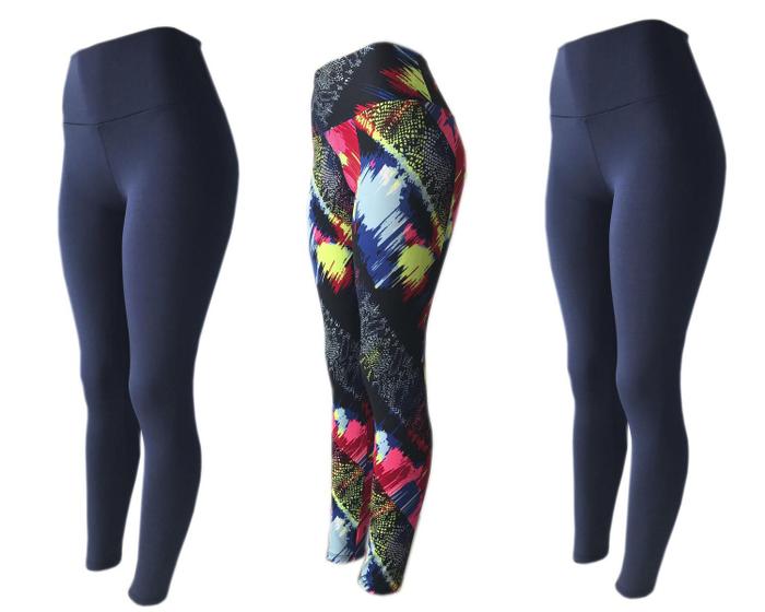 Imagem de KIT 3 Legging Plus Size Fitness Suplex Lisa ou Estampada