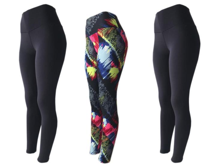 Imagem de KIT 3 Legging Plus Size Fitness Suplex Lisa ou Estampada