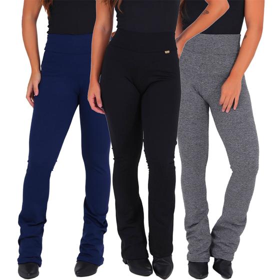 Imagem de Kit 3 Leggings Feminina Flare Felpada Esportiva Inveno