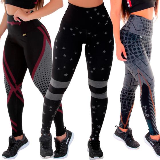 Imagem de Kit 3 Leggings Mescla Sublimada Zero Transparência