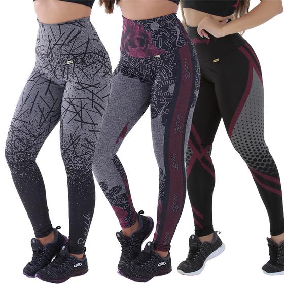 Imagem de Kit 3 Leggings Mescla Sublimada Zero Transparência