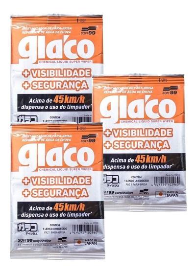 Imagem de Kit 3 Lenço Cristalizador de Vidros Soft 99 Glaco Wipe On