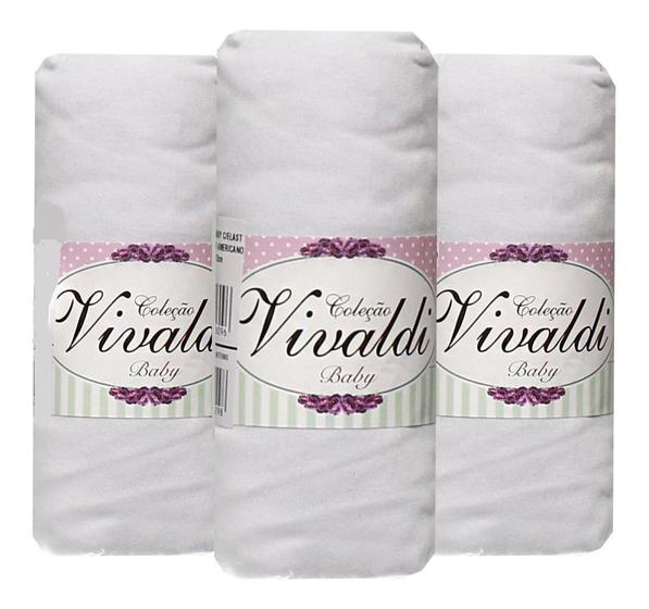 Imagem de Kit 3 Lençol Bebê Berço Americano com elástico 100% algodão coleção Vivaldi 66.02.0001 Sul Brasil