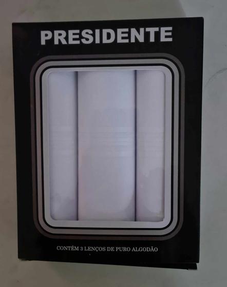 Imagem de Kit 3 Lenços Masculinos Presidente Puro Algodão. ( Caixa 3 unidades).