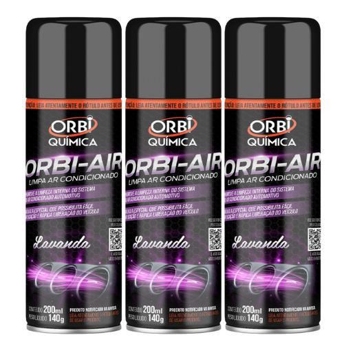 Imagem de Kit 3 Limpa Ar Condicionado Automotivo Spray Higienização Orbi Air 200 ml