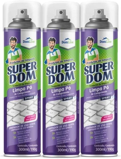 Imagem de Kit 3 Limpa Pó Ar Comprimido Domline Spray 300Ml