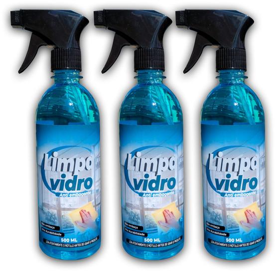 Imagem de Kit 3 Limpa Vidros para Janelas de Casa Ou Carro - 500ml