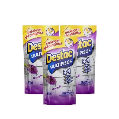 Imagem de Kit 3 Limpador Limpa Pisos Destac Lavanda em Sachê 500mL