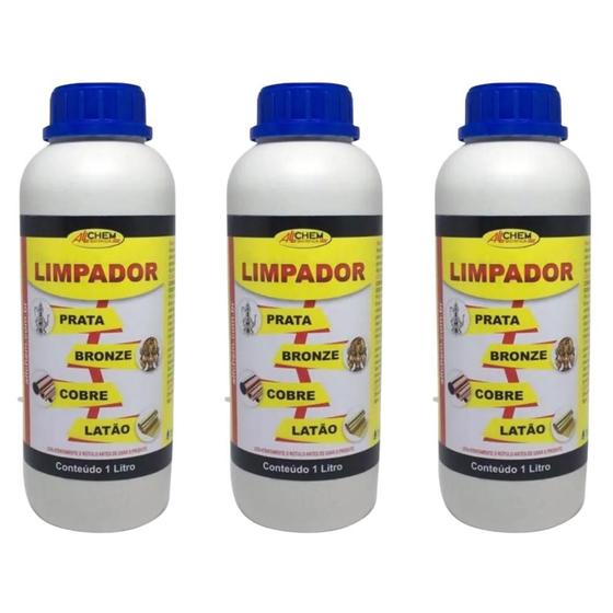 Imagem de Kit 3 Limpador Limpa Prata Bronze Cobre Latão Allchem 1L