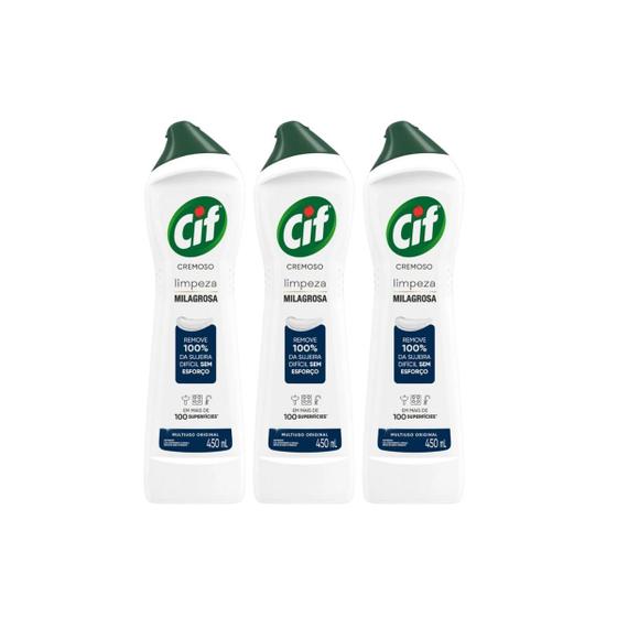 Imagem de Kit 3 Limpadores Multiuso Cremoso Saponáceo 450ml CIF 