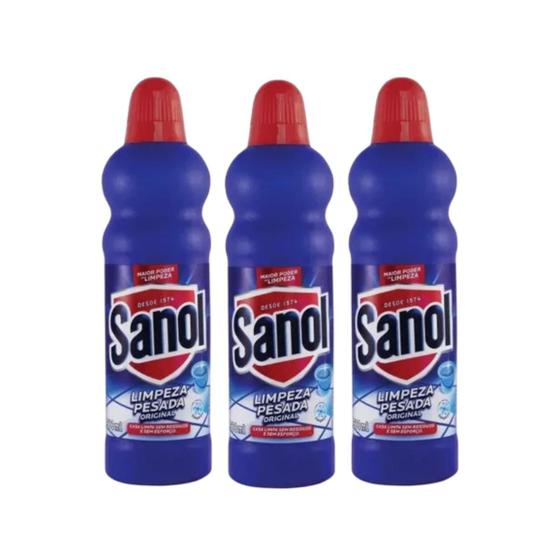 Imagem de Kit 3 Limpeza Pesada Original Casa Banheiro Sanol 500ml