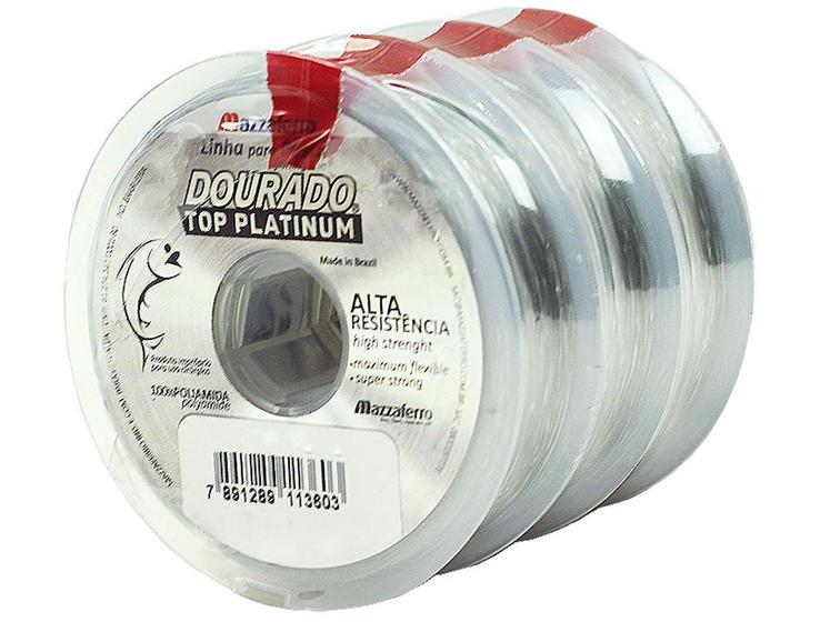 Imagem de Kit 3 Linhas Monofilamento Mazzaferro Dourado Top Platinum 0,50mm 36,4lb/16,5kg (3x100 Metros)