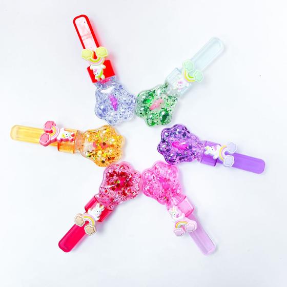 Imagem de Kit 3 lip gloss com glitter patinha com unicórnio fofinho básico