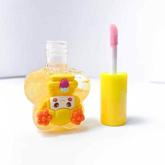 Imagem de Kit 3 lip gloss glitter formato borboleta infantil com bonequinha exclusivo