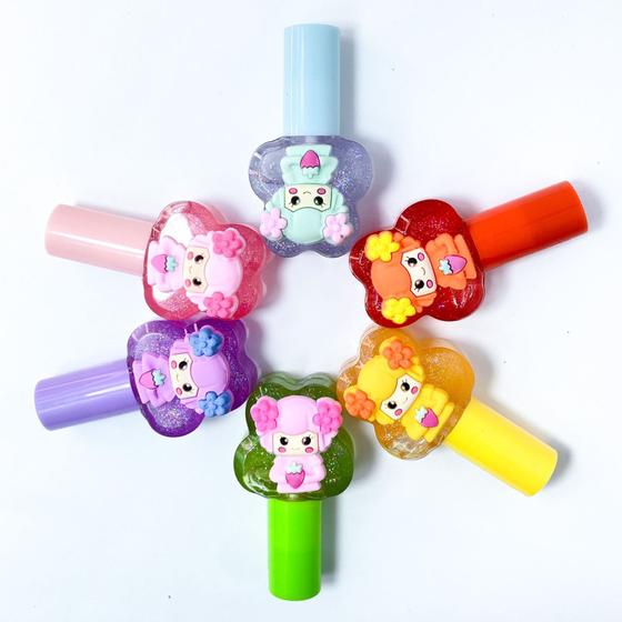 Imagem de Kit 3 lip gloss glitter formato borboleta infantil com bonequinha hidratante