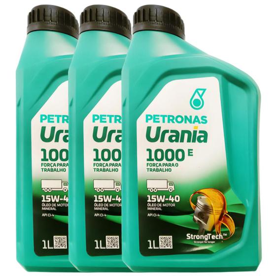Imagem de Kit 3 Litros Urania 1000 E 15w40 Petronas Mineral Diesel