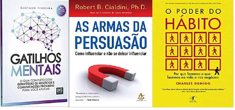 Imagem de KIT 3 LIVROS ARMAS DA PERSUASAO + Gatilhos Mentais + O poder do hábito - Sextante