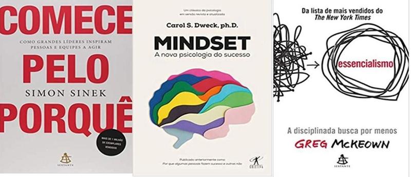 Imagem de kit 3 livros Comece pelo porque Como grandes líderes inspiram pessoas + Mindset + Essencialismo - Sextante