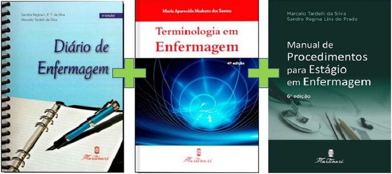 Imagem de Kit 3 Livros Ed. Martinari  Diário de Enfermagem + Terminologia + Manual de Estágio