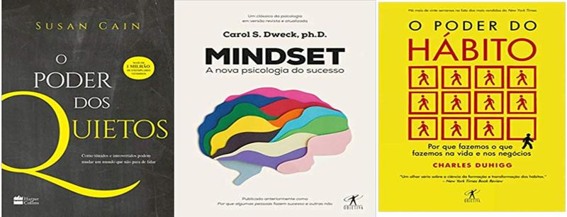 Imagem de Kit 3 Livros Poder Dos Quietos Mindset Poder Do Habito