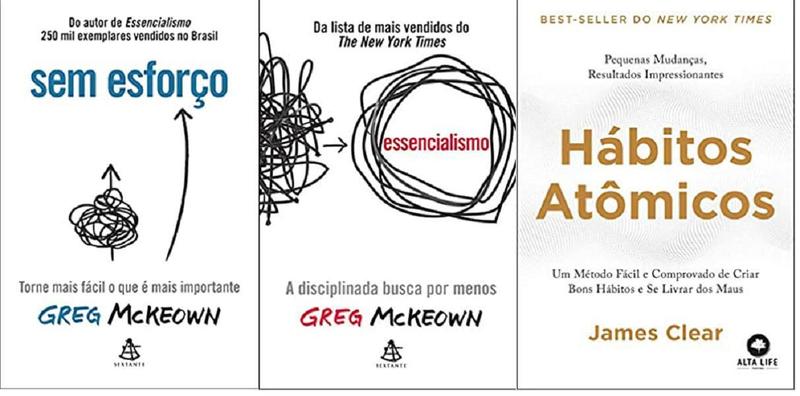 Imagem de Kit 3 Livros Sem Esforço + Essencialismo + Hábitos Atômicos