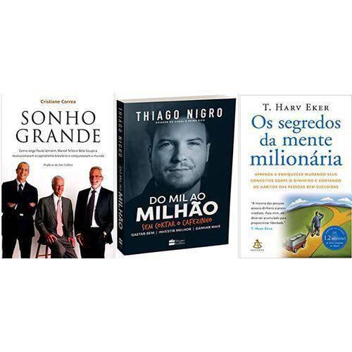 Imagem de kit 3 livros SONHO GRANDE + do mil ao milhao + Os segredos da mente milionária